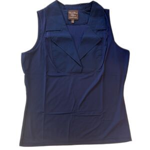 NWT Under Cover Agent Collared Sleeveless Top Shirt Blouse Navy Blue Size‎ LARGE